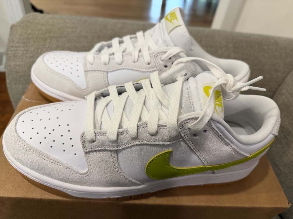 Nike Dunk Low Women's White Bright Cactus Gum Yellow size 12